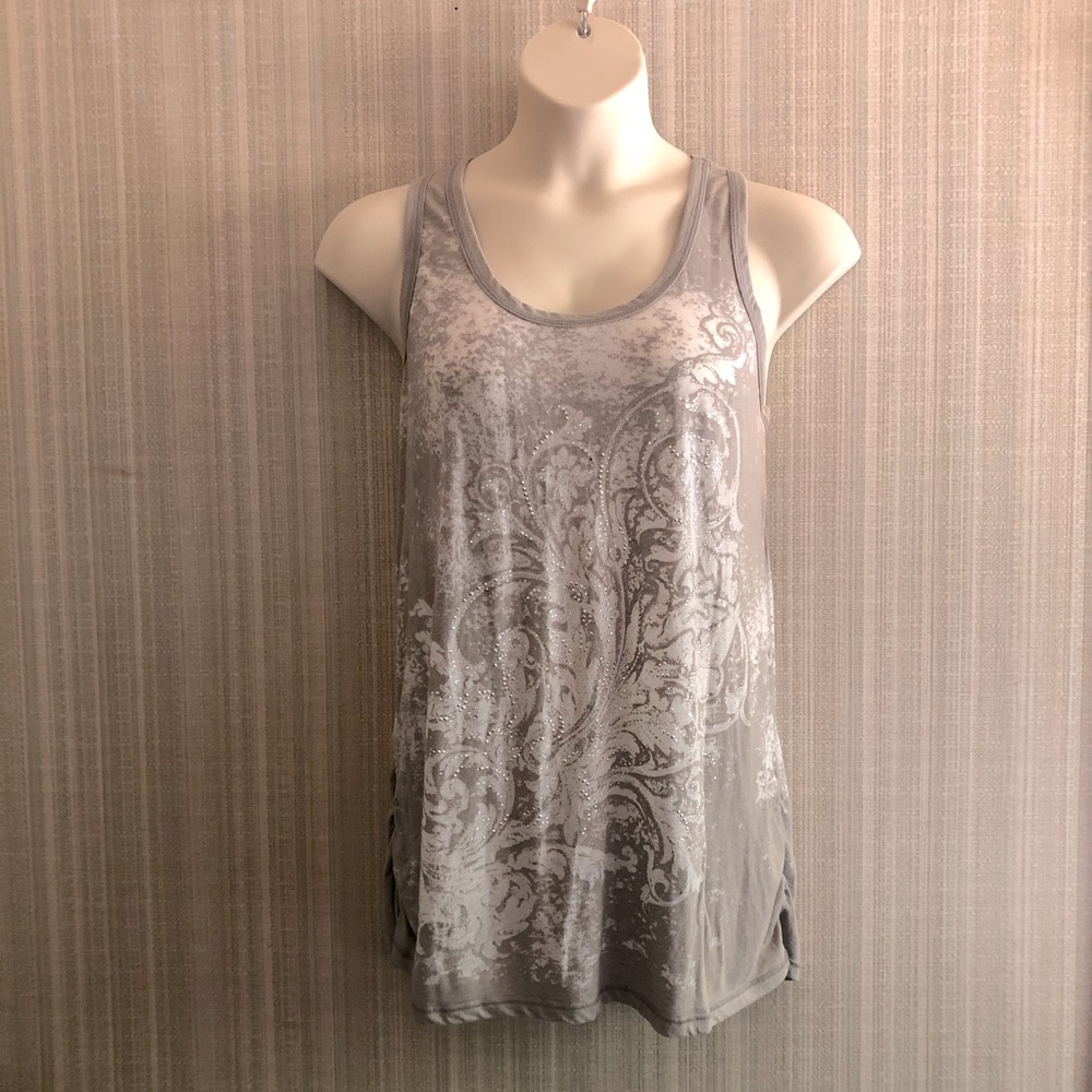 Maurice’s Grey Floral Rhinestone Racerback Tank
